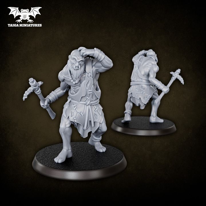 Morlocks (x5) savage humanoid resin miniatures by Taiga Miniatures, set of five 31mm scale figures with crude weapons on round bases