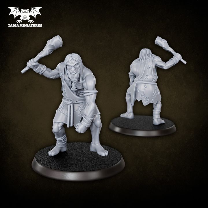 Morlocks (x5) savage humanoid resin miniatures by Taiga Miniatures, set of five 31mm scale figures with crude weapons on round bases