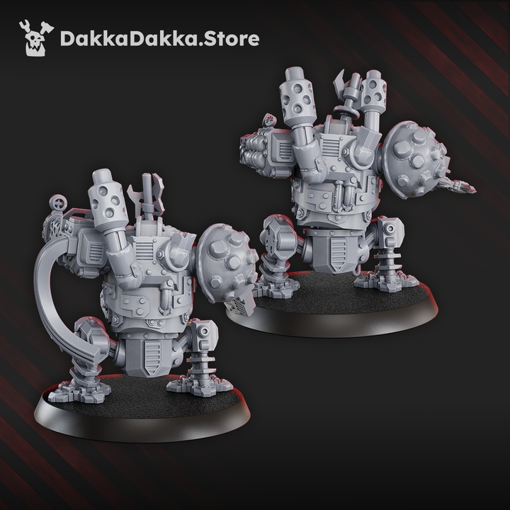 Slasher ’Noids – Brutal War Machines, ork war engines, 77mm from top to bottom, set of 3 build-kits.