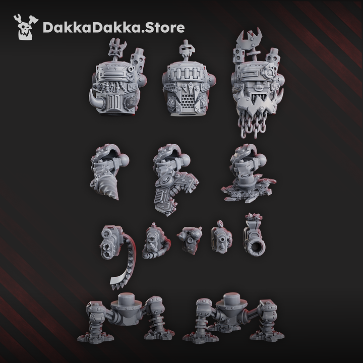 Slasher ’Noids – Brutal War Machines, ork war engines, 77mm from top to bottom, set of 3 build-kits.