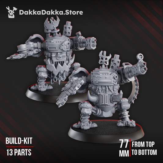 Slasher ’Noids – Brutal War Machines, ork war engines, 77mm from top to bottom, set of 3 build-kits.