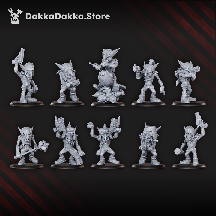 Goblins Meat Squad x 10 grimdark sci-fi goblin infantry resin miniatures, 20mm scale, set of ten