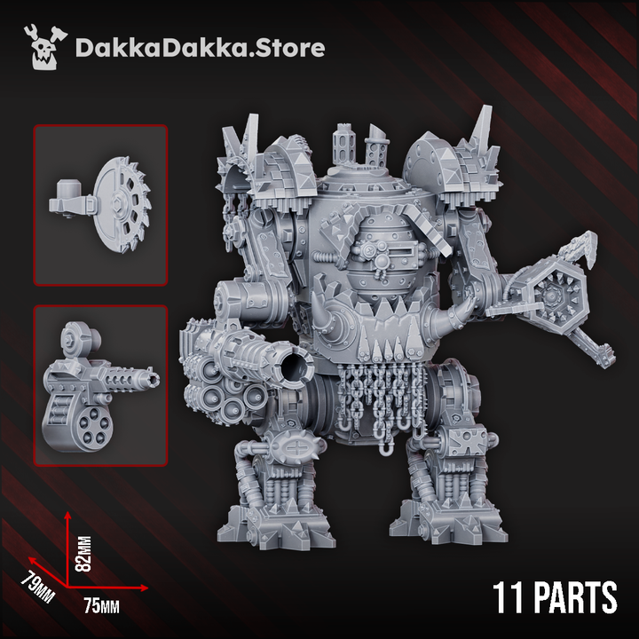 Space Ork Deff Box bipedal walker 70mm resin model front view