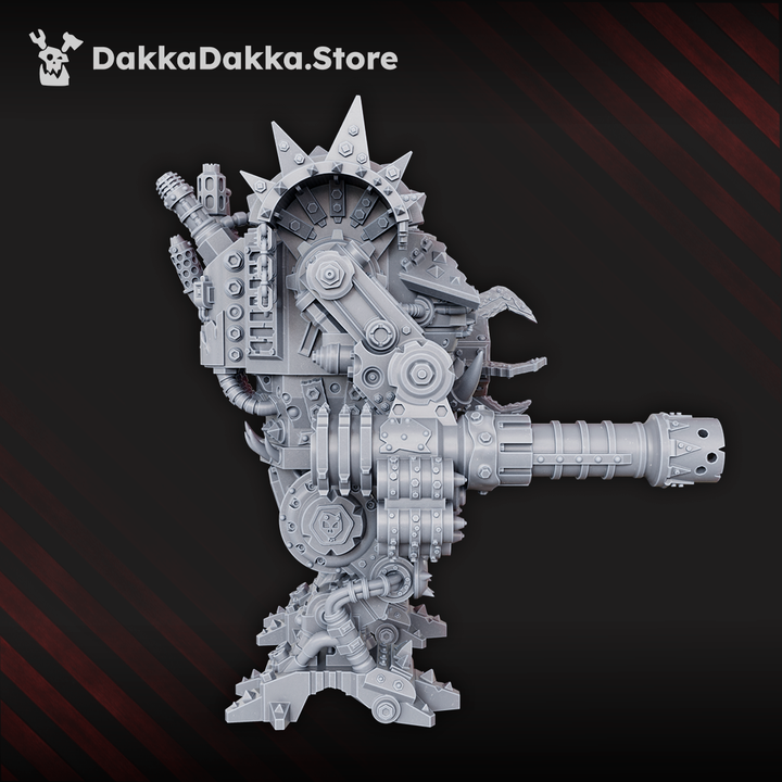 Space Ork Deff Box heavy walker side view showing weapon arm detail