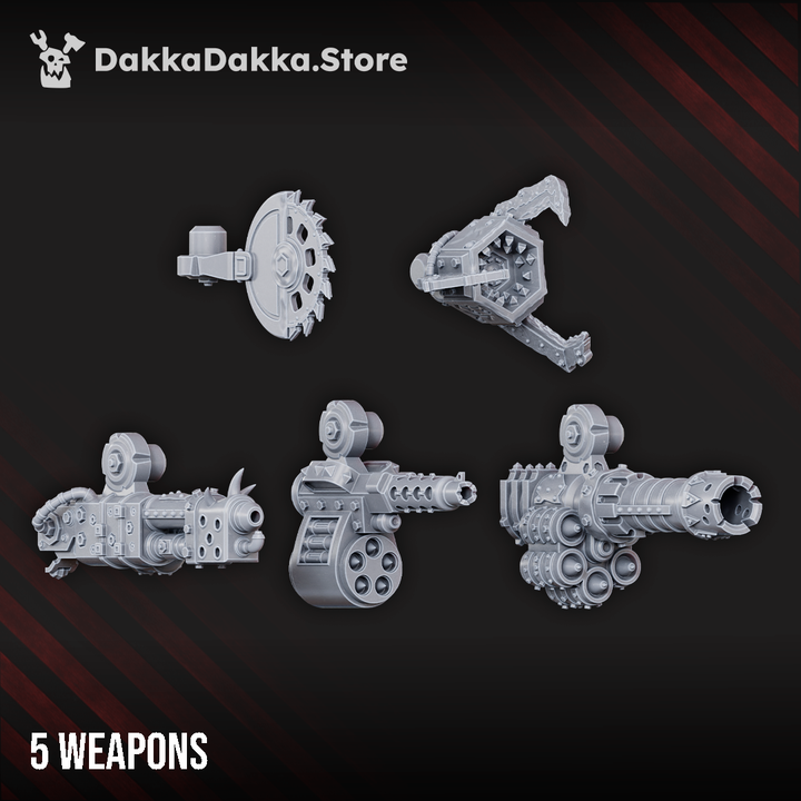 Space Ork Deff Box 5 interchangeable weapon options including saw claw and flamer