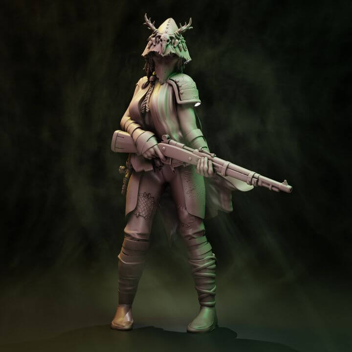 Coven Witch Troopers eight occult warrior resin miniatures with rifles, scythes, axes and skull masks for grimdark trench warfare gaming