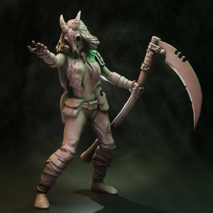 Coven Witch Troopers eight occult warrior resin miniatures with rifles, scythes, axes and skull masks for grimdark trench warfare gaming