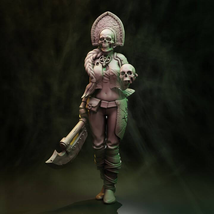 Coven Witch Troopers eight occult warrior resin miniatures with rifles, scythes, axes and skull masks for grimdark trench warfare gaming