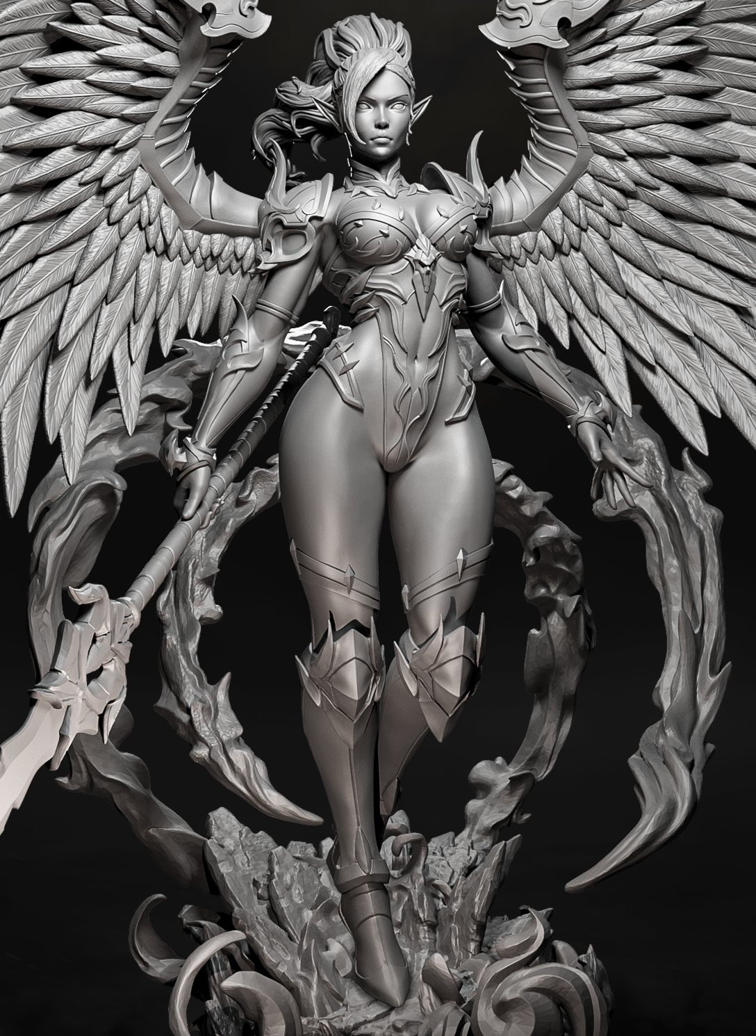 Fantasy Warrior - Dark Angel, Figurine for Fantasy RPG DnD, Pathfinder, Collectable