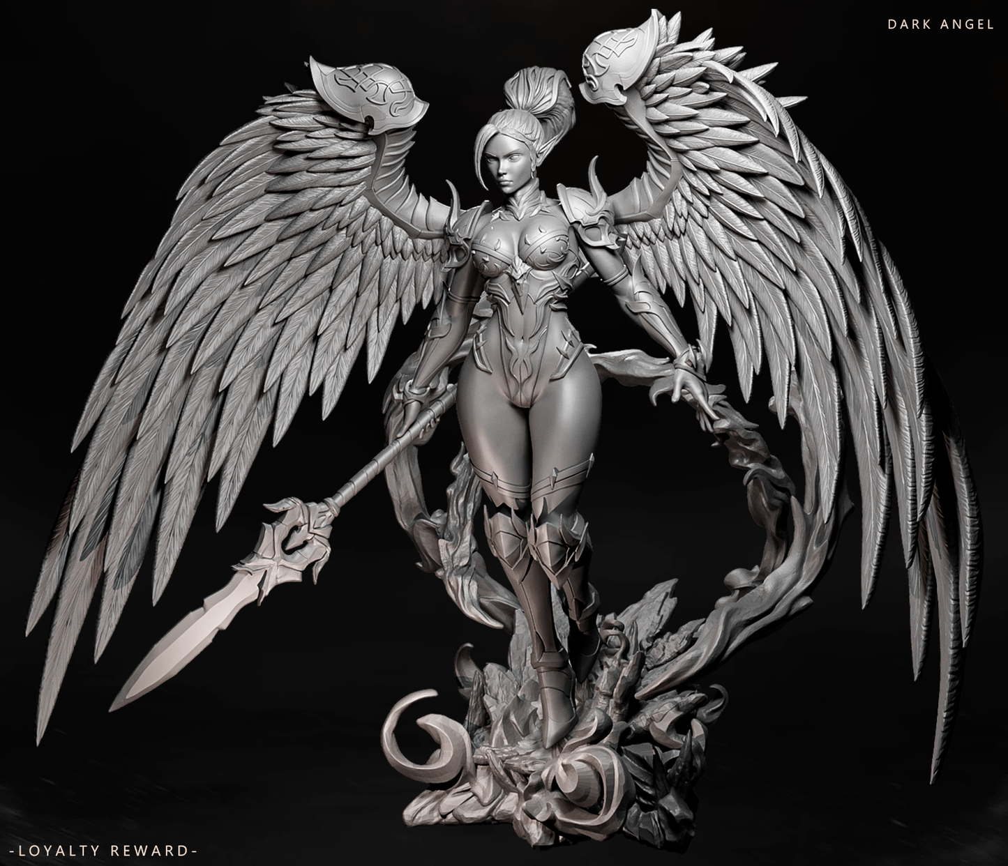 Fantasy Warrior - Dark Angel, Figurine for Fantasy RPG DnD, Pathfinder, Collectable