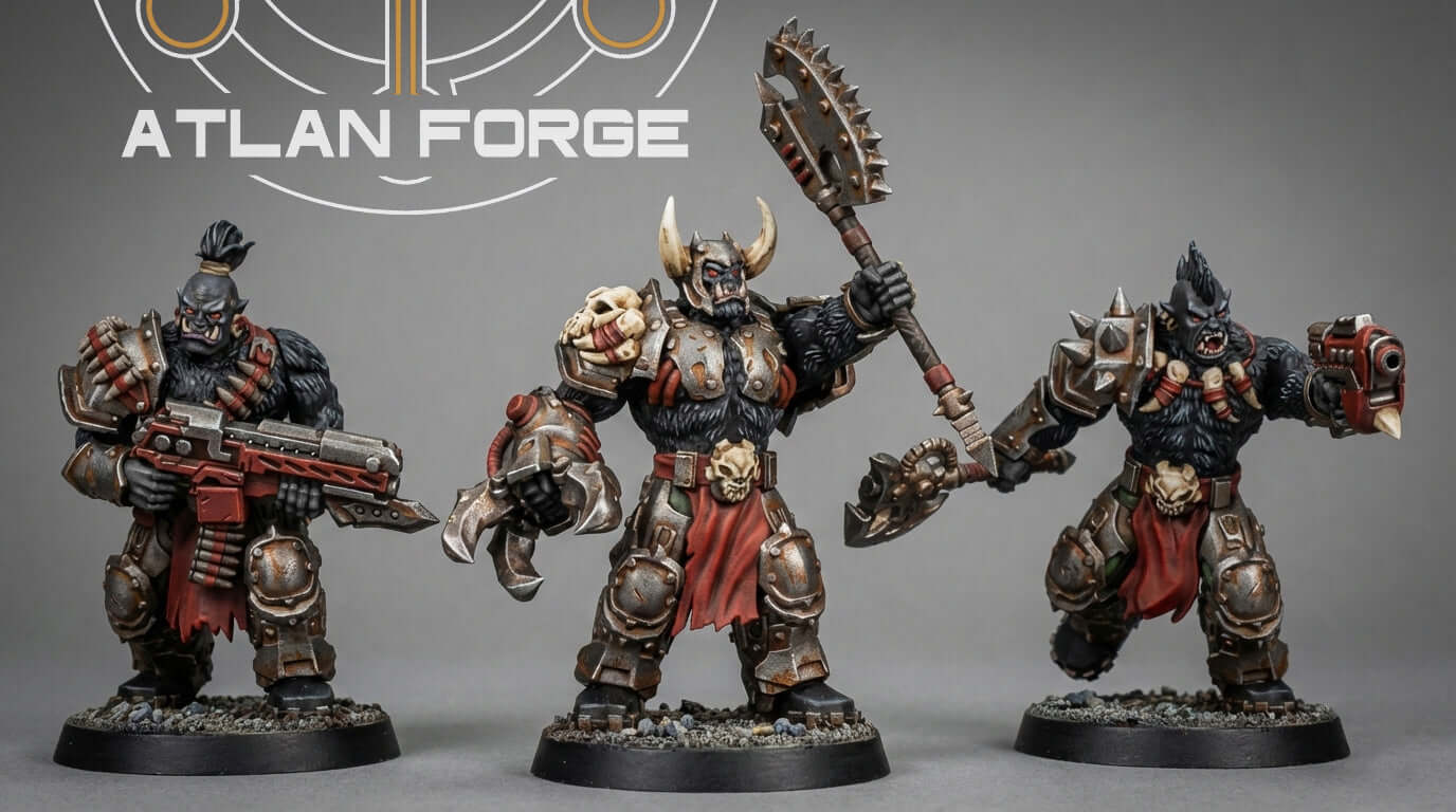 Grokk Warpack - squad of 10 unpainted resin greenskin brutes with heavy weapons, cleaver blades, and savage feral detail