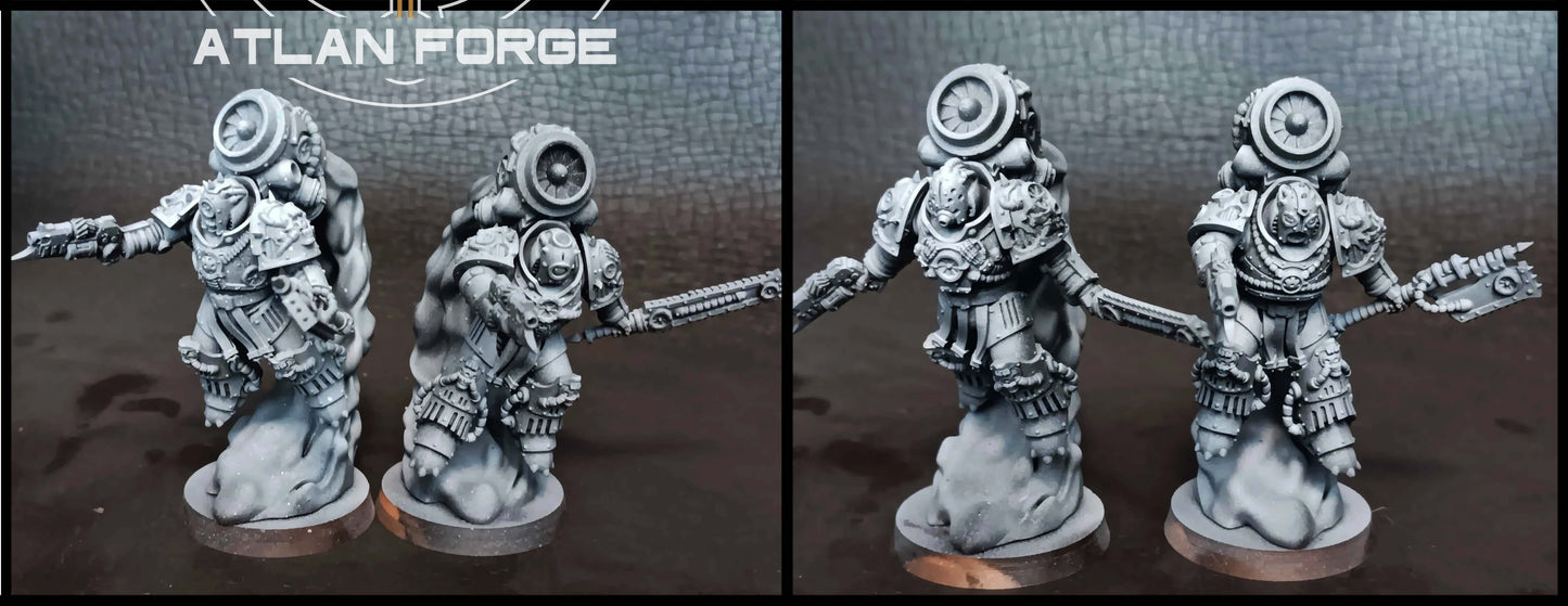 Diseased Mortis Alae Putris (Wings of Rot) — squad of 5 unpainted resin plague marines with insectoid wings, turbine helms, and corroded weapons