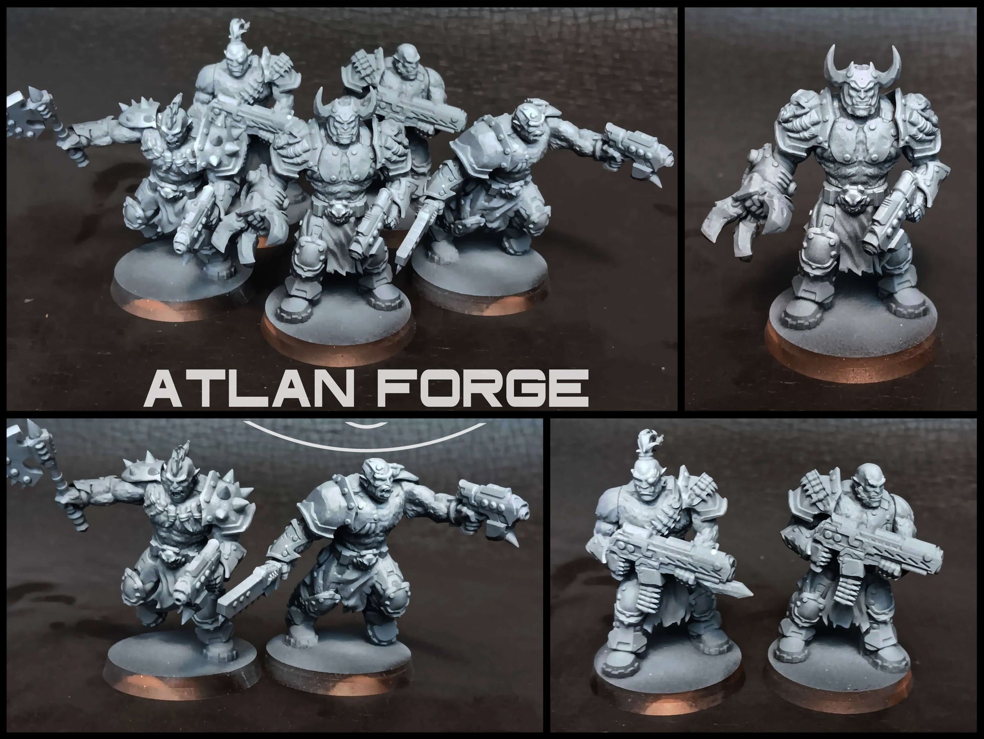 Grokk Warpack - squad of 10 unpainted resin greenskin brutes with heavy weapons, cleaver blades, and savage feral detail
