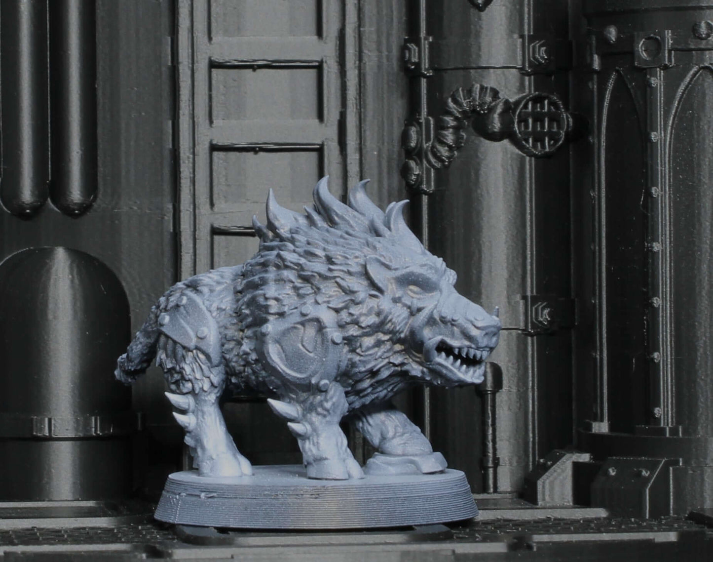 Grokk Brutelord ork warlord with minigun arm and boar companion