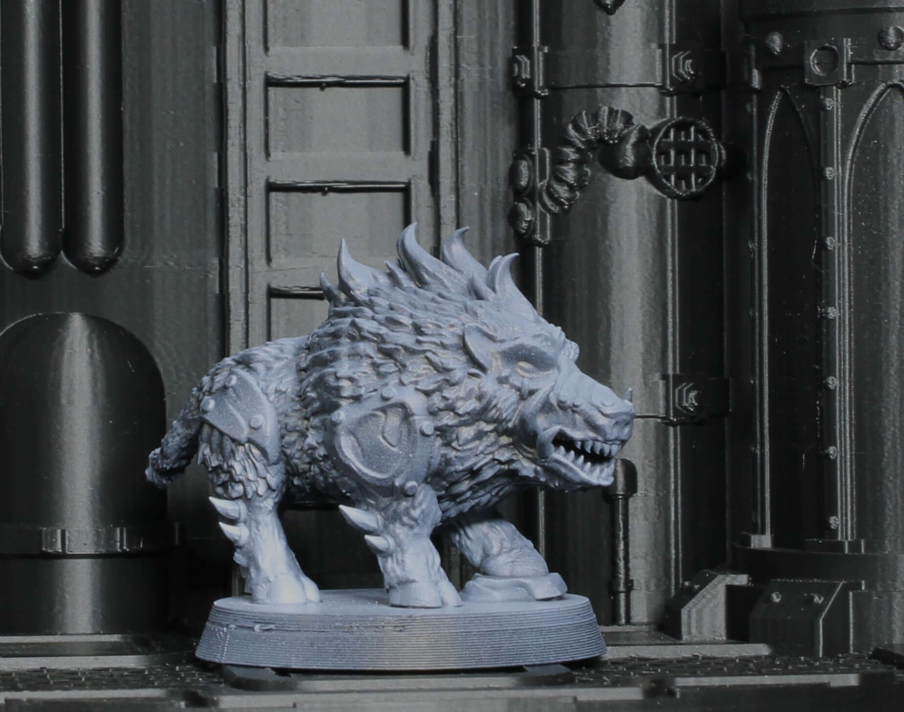 Grokk Brutelord ork warlord with minigun arm and boar companion