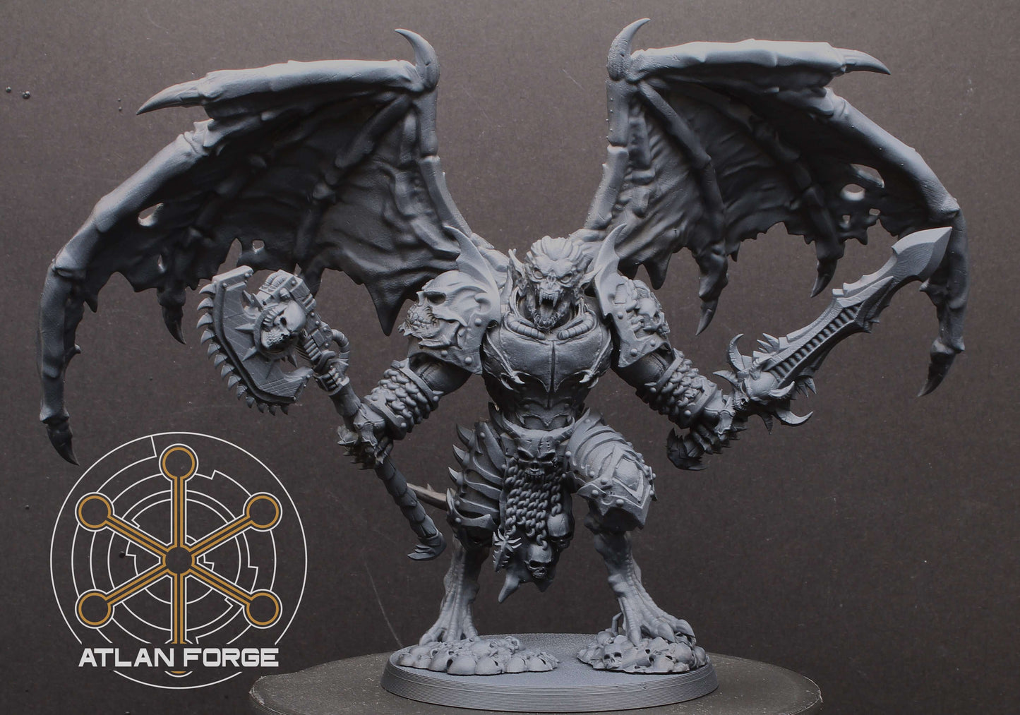 Vampire Overlord winged daemon prince resin miniature with clawed arms, skull armour and magnet-ready modular components