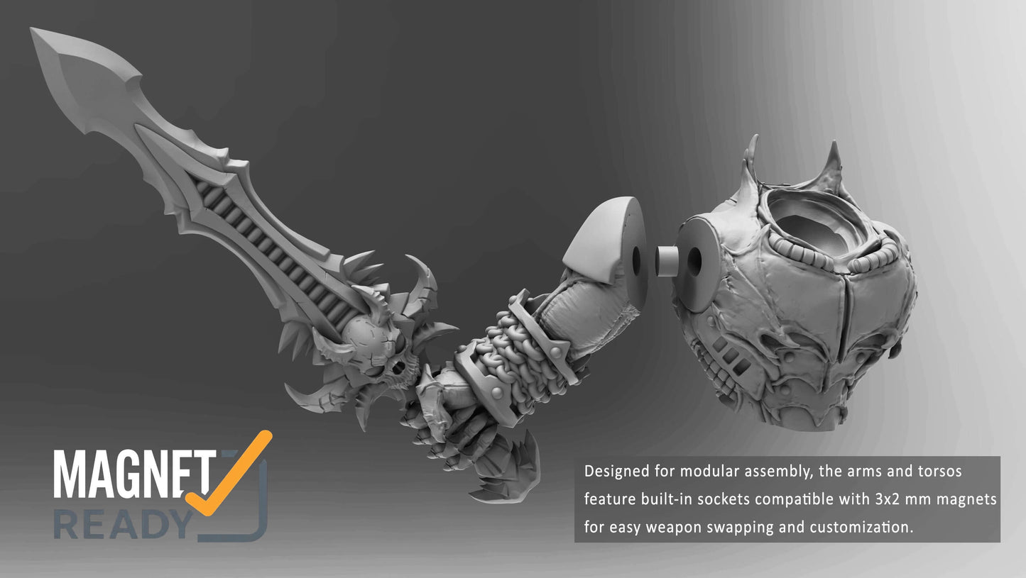 Vampire Overlord winged daemon prince resin miniature with clawed arms, skull armour and magnet-ready modular components