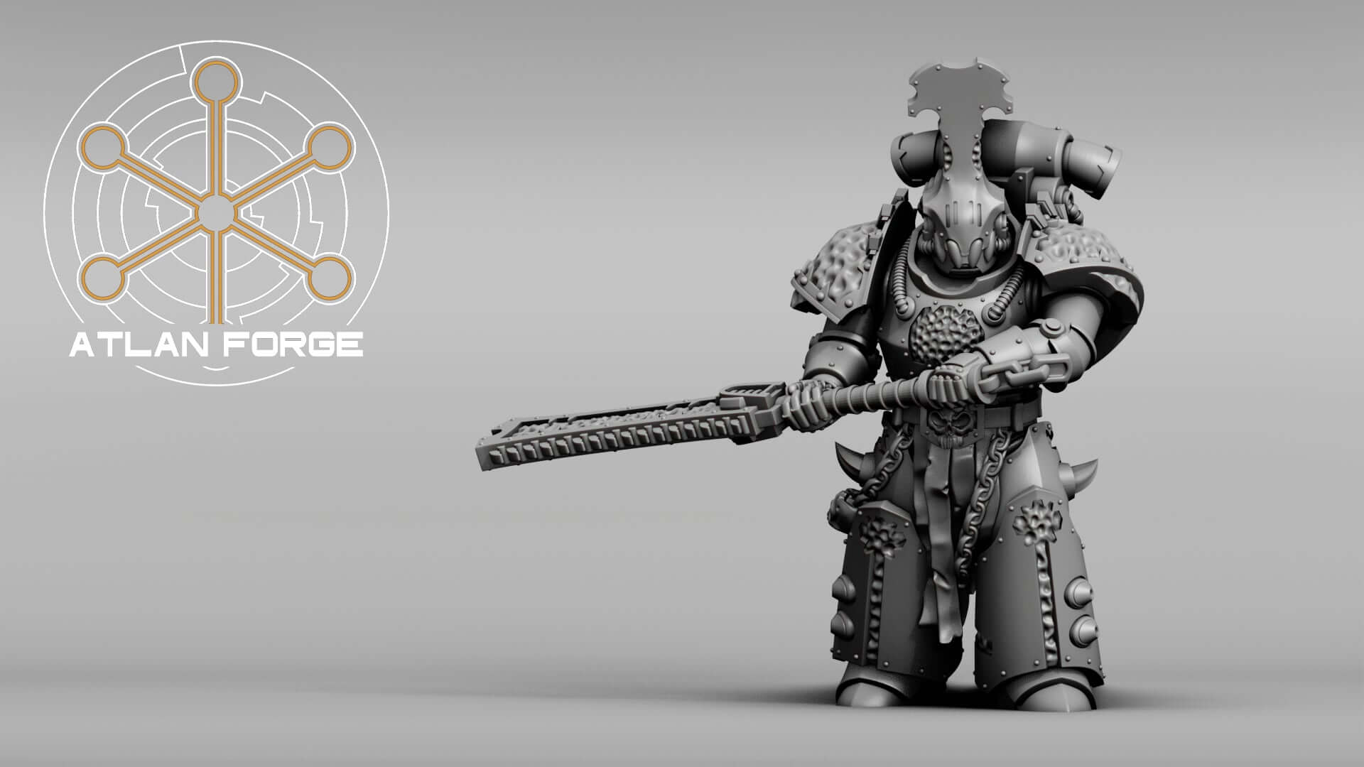 Hades Demented Squad miniature model by Atlan Forge, featuring a warrior with a sword, designed for sci-fi tabletop games.