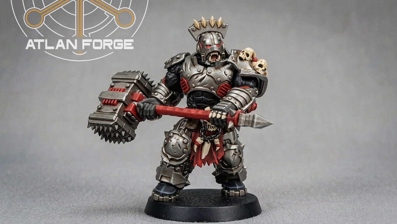 Grokk Warborn squad of five heavily armed sci-fi brute warrior resin miniatures with modular magnet-ready weapon options