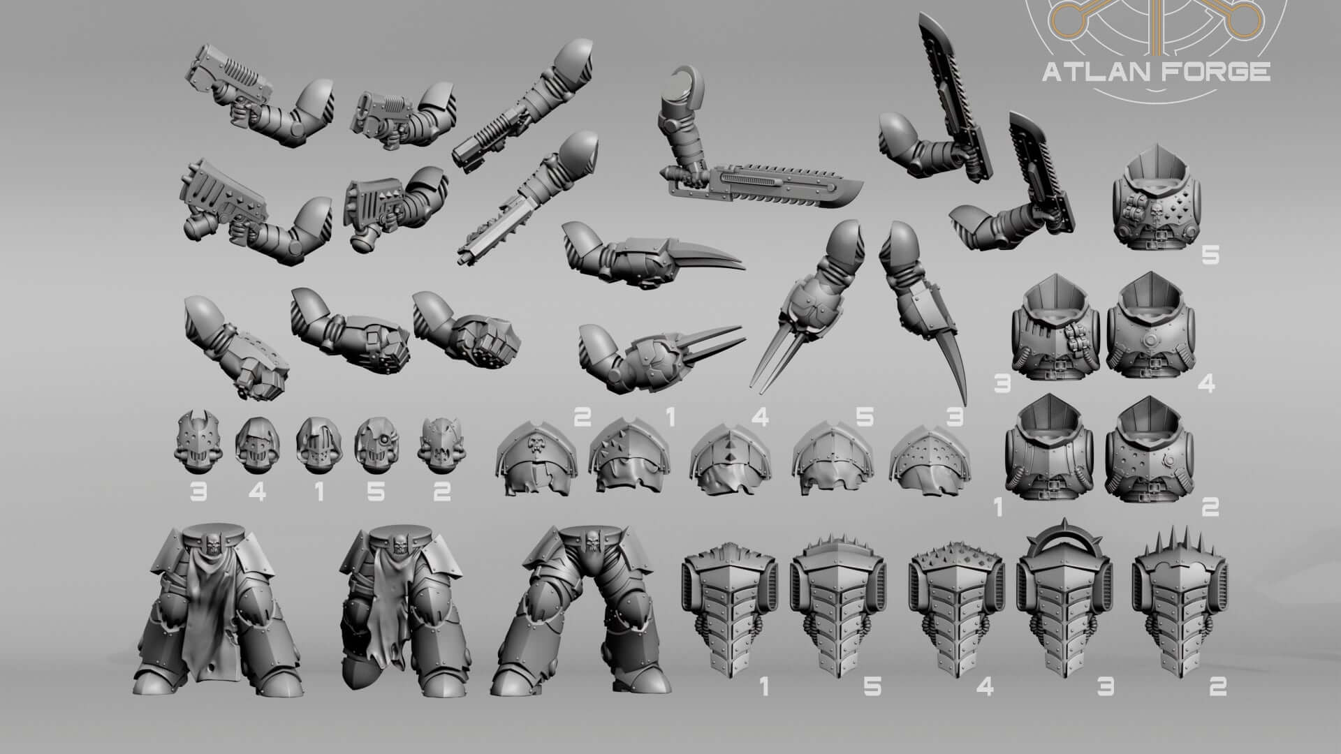 Five gothic sci-fi vampire hunter warriors in heavy spiked armour with swords and claws, standing on a dark volcanic battlefield.