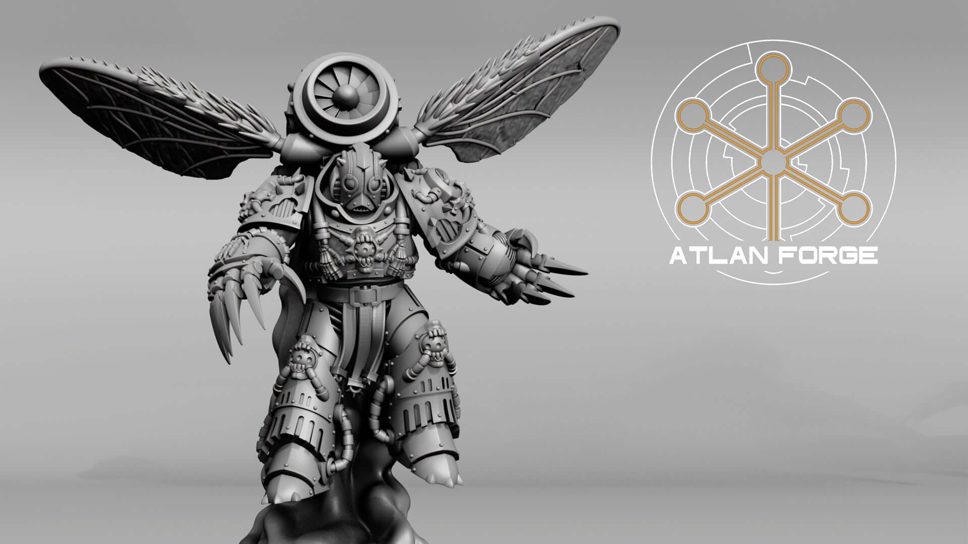 Diseased Mortis Alae Putris (Wings of Rot) — squad of 5 unpainted resin plague marines with insectoid wings, turbine helms, and corroded weapons