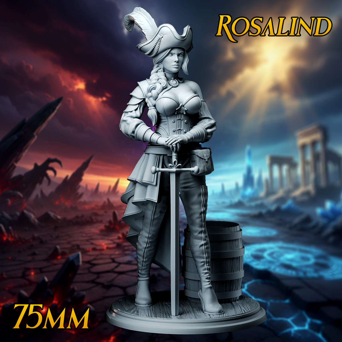 Rosalind 75mm resin swashbuckler hero miniature