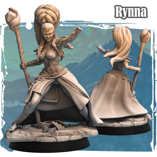 Rynna Human Druid 32mm resin miniature front and rear view