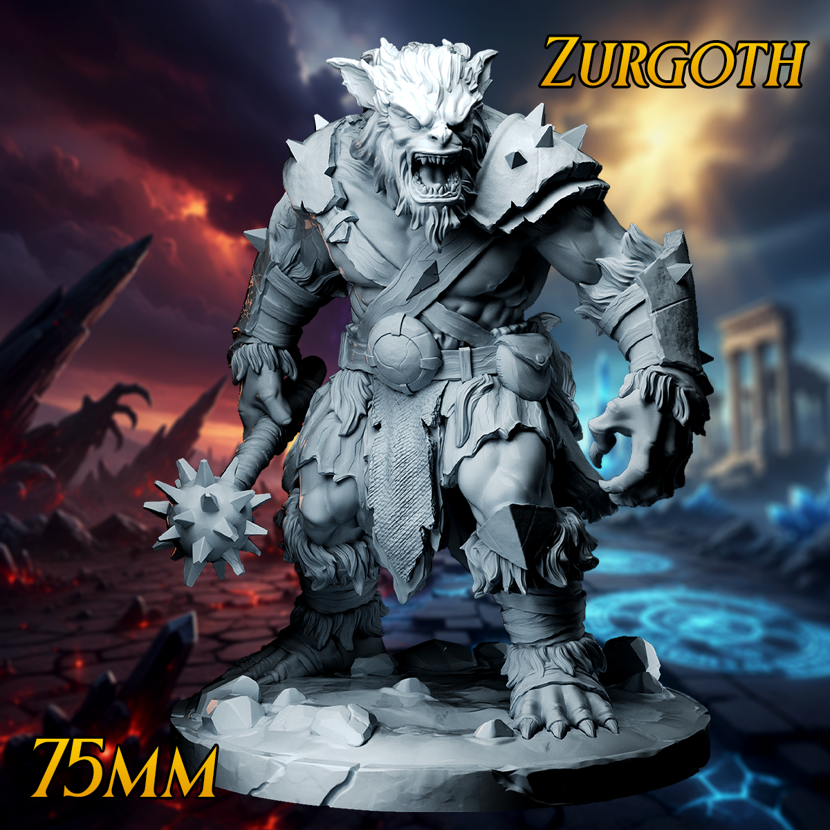 Zurgoth 75mm chaos troll brute resin miniature