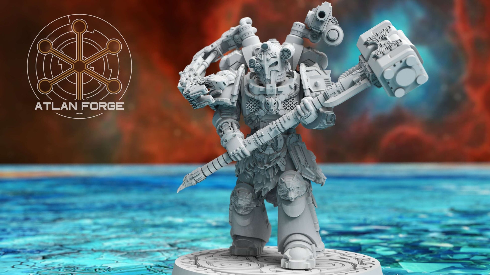 Asgardian Artificer sci-fi engineer warrior with hammer and mechandendrite