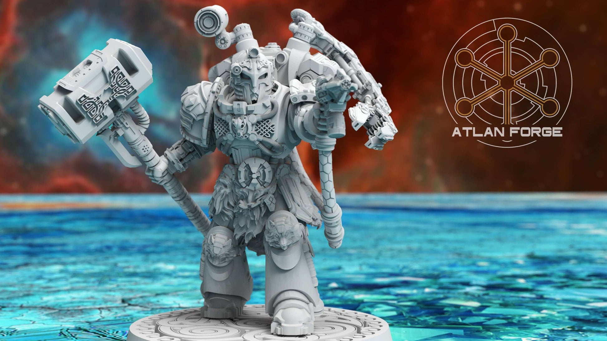 Asgardian Artificer sci-fi engineer warrior with hammer and mechandendrite