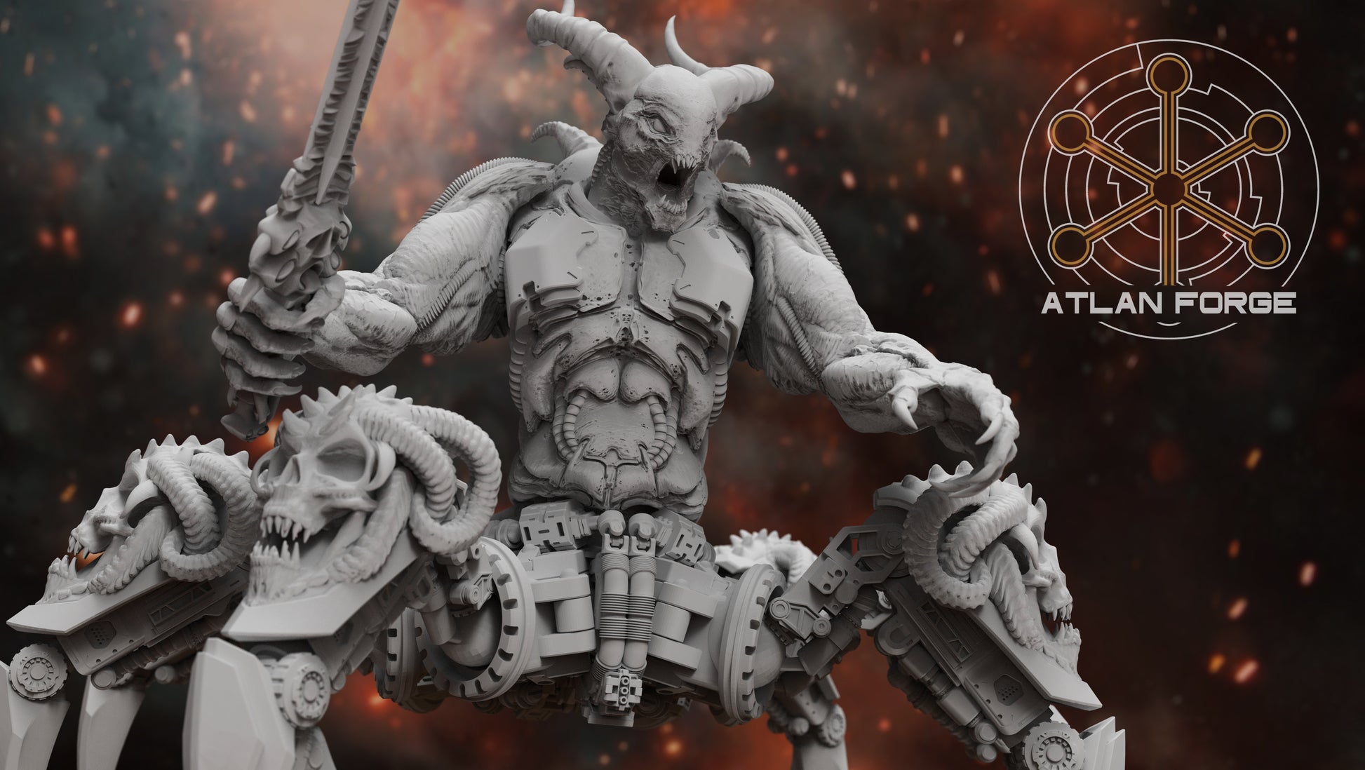 Demonic Arachne Dreadnought resin miniature showcasing its monstrous arachnid limbs and intricate details.
