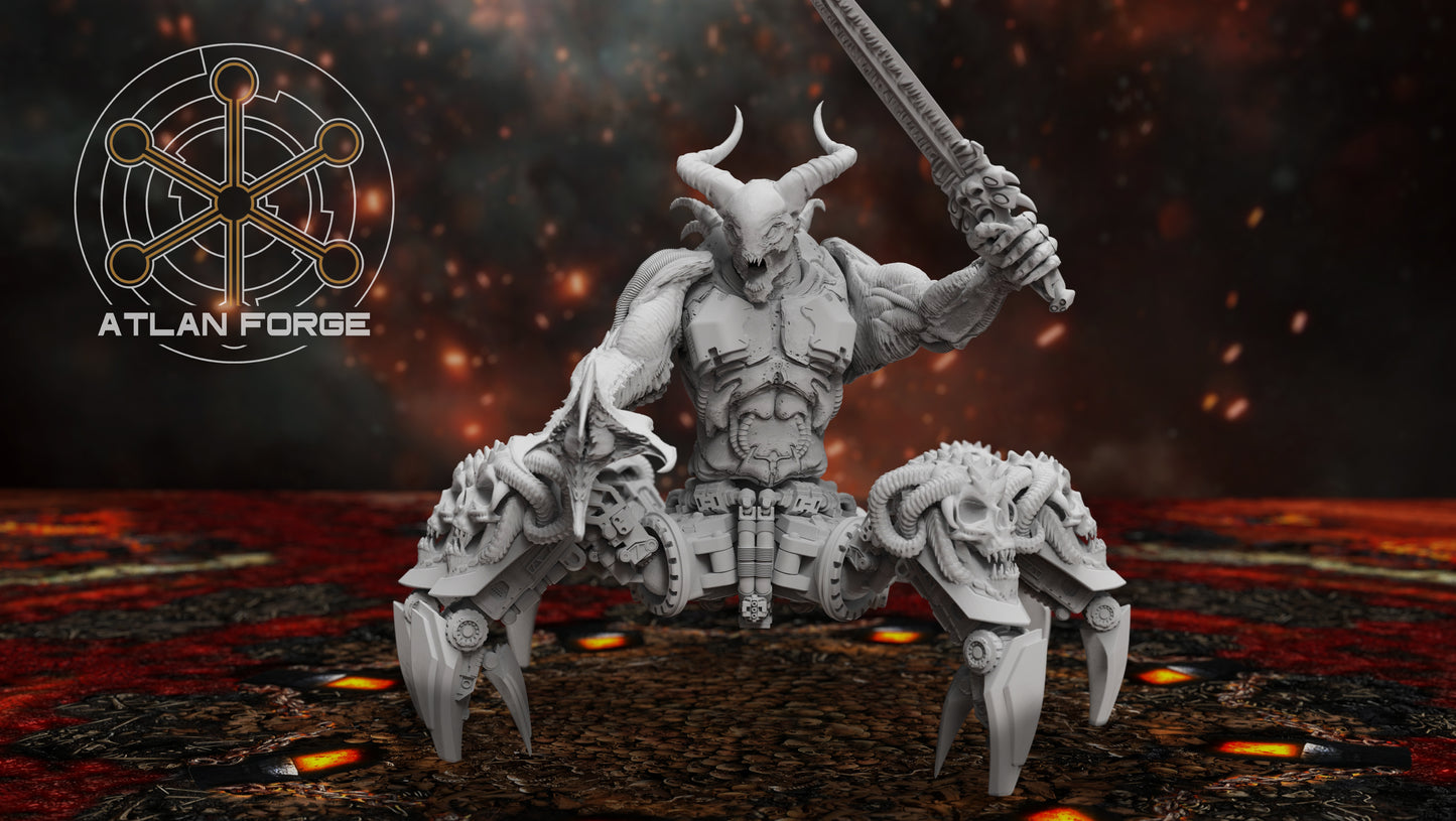 Demonic Arachne Dreadnought resin miniature showcasing its monstrous arachnid limbs and intricate details.