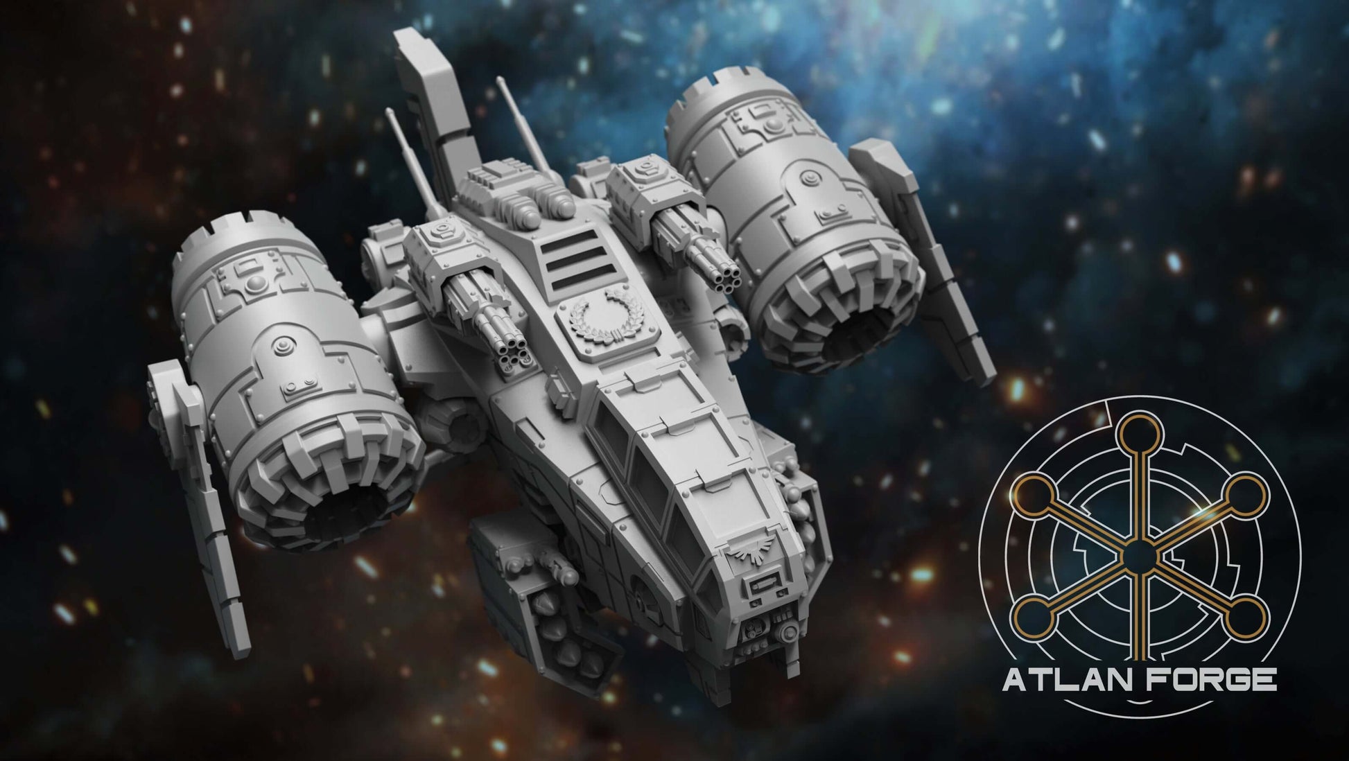 Thunderclaw Gunship resin sci-fi miniature with twin rotary engines and heavy weapons