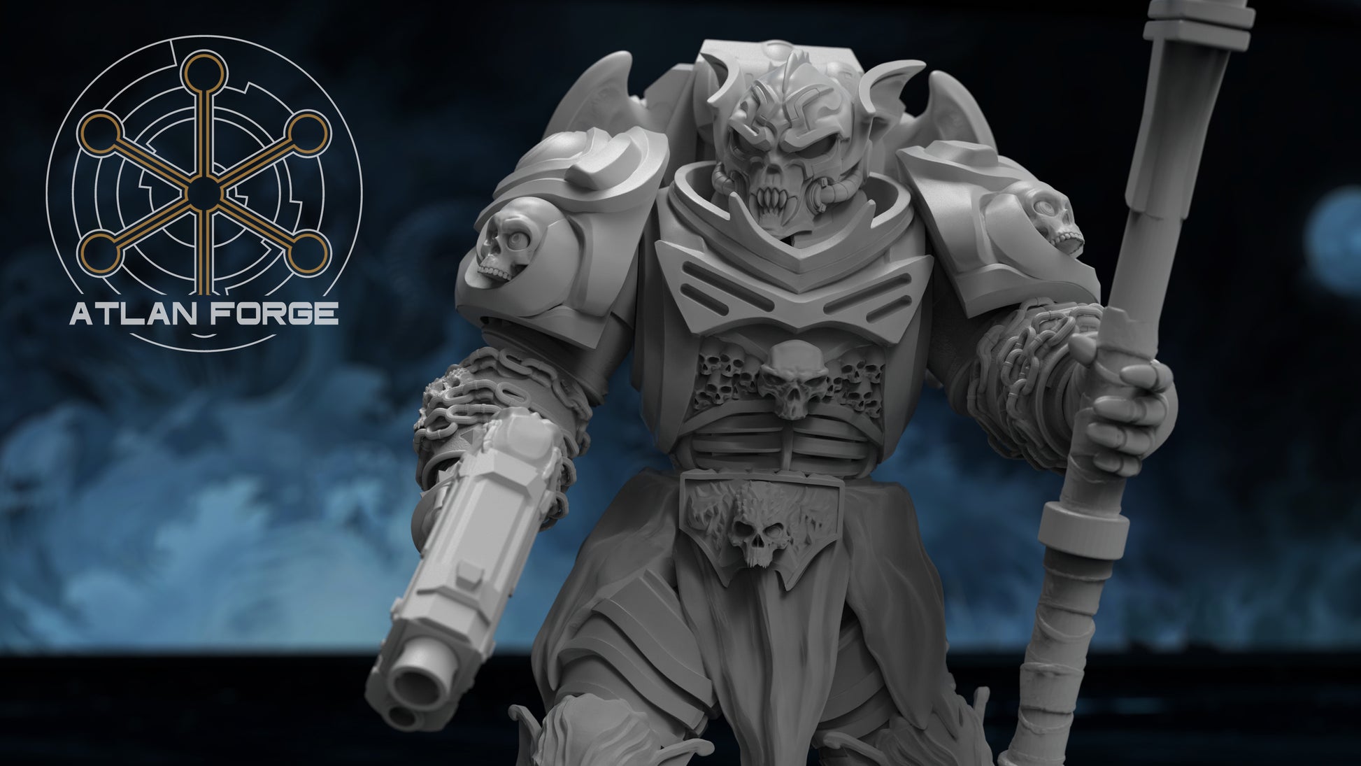 Nekramoroi Exsanguinators 32mm resin miniature squad of five grimdark chaos warriors by AtlanForge