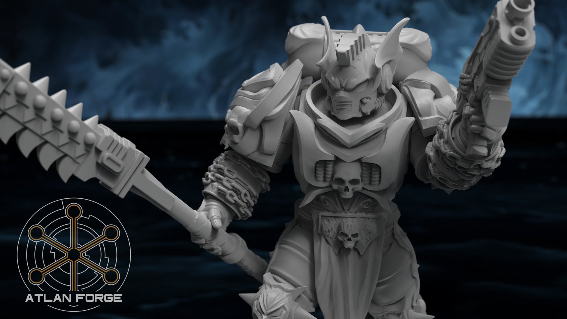 Nekramoroi Exsanguinators 32mm resin miniature squad of five grimdark chaos warriors by AtlanForge