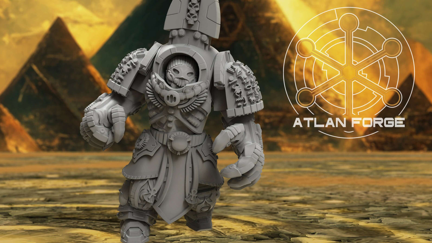Aegyptus Assault Nehebkau miniature by Atlan Forge, showcasing intricate design in grey resin for sci-fi wargaming.