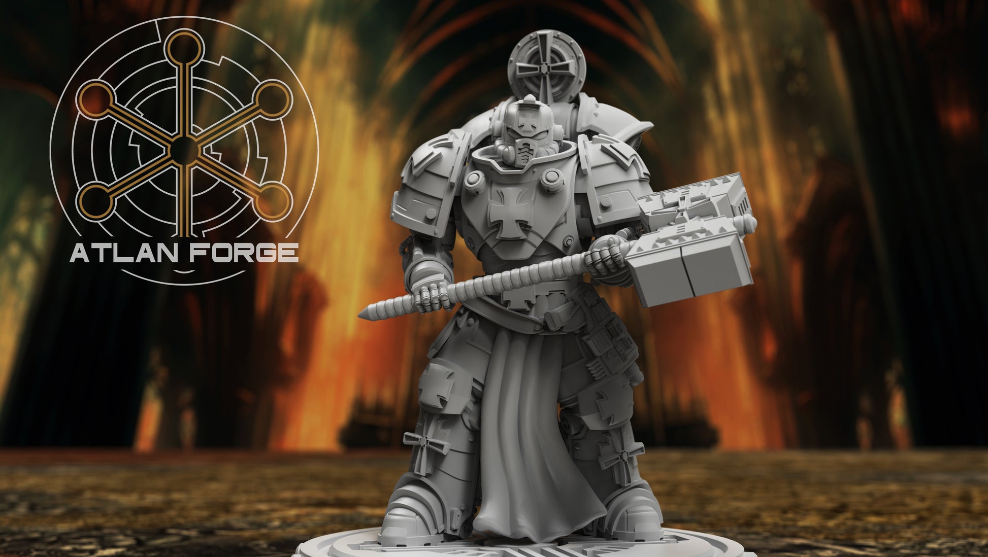 Three Templar Veterans miniatures in knightly armor, armed with weapons, designed for sci-fi tabletop gaming.