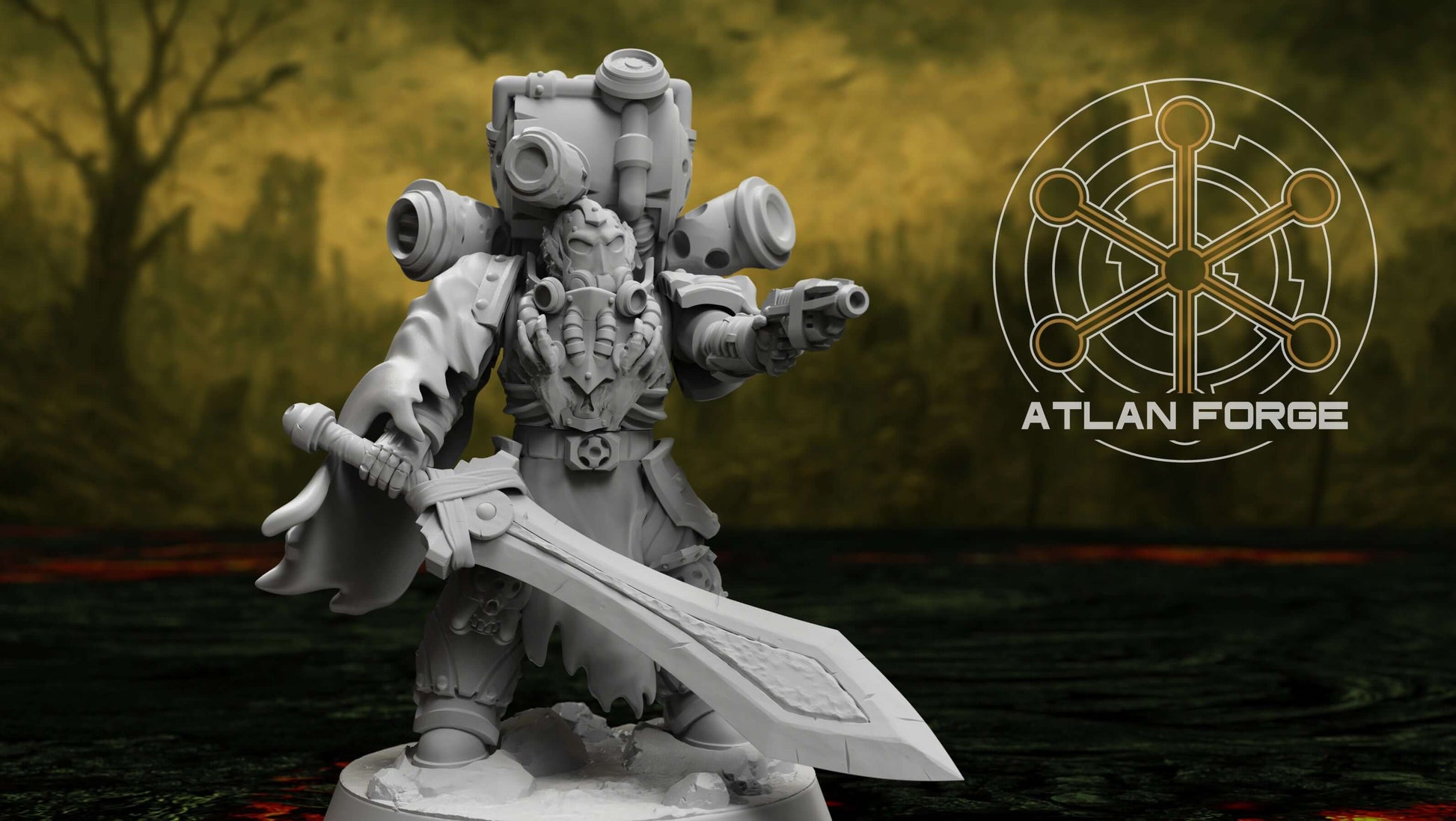 Mortis Plague Lord – 32mm diseased sci-fi resin miniature with corroded armour and plague-ridden details