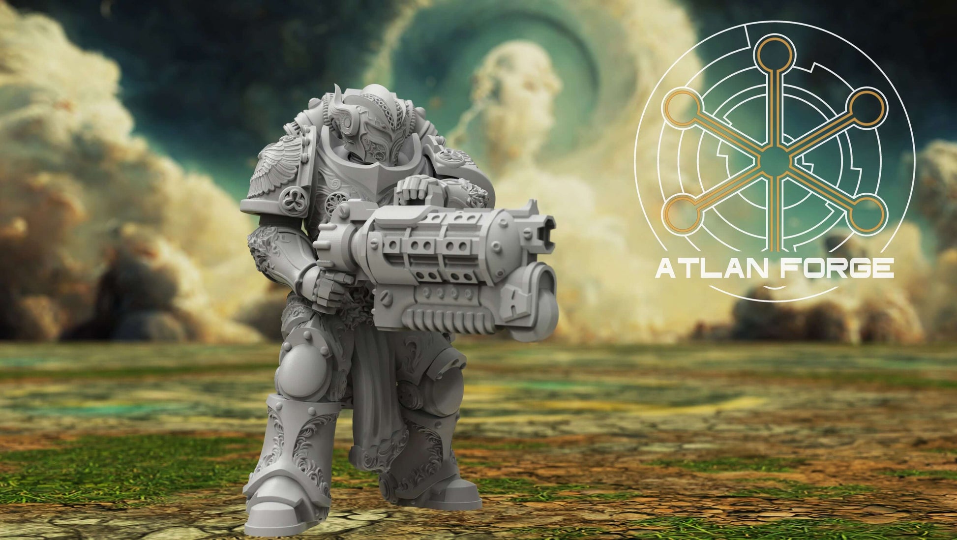 Angelic Sci-Fi Warriors Angelic Ranged Veterans resin miniatures with ornate armour and energy weapons