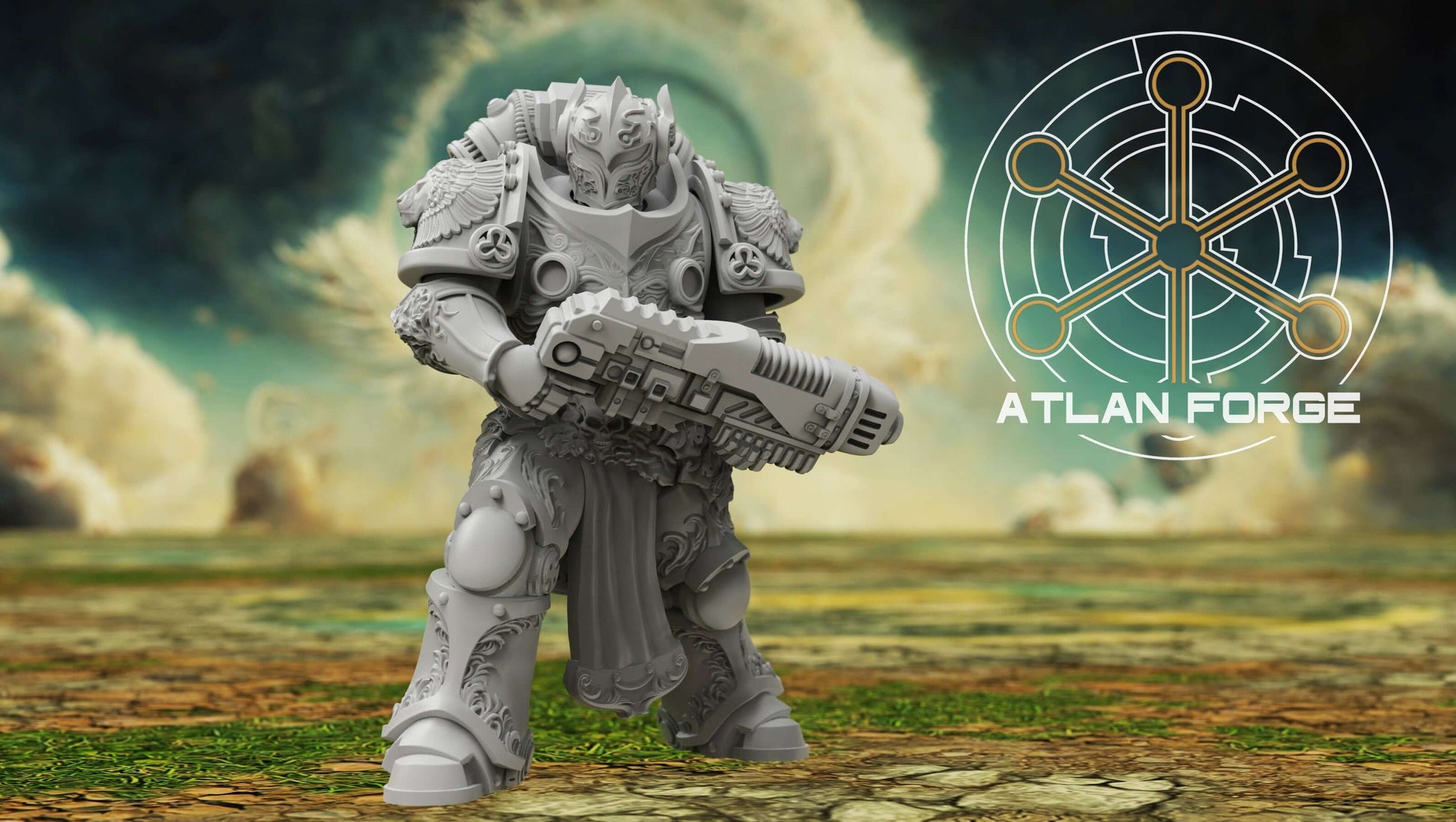 Angelic Sci-Fi Warriors Angelic Ranged Veterans resin miniatures with ornate armour and energy weapons