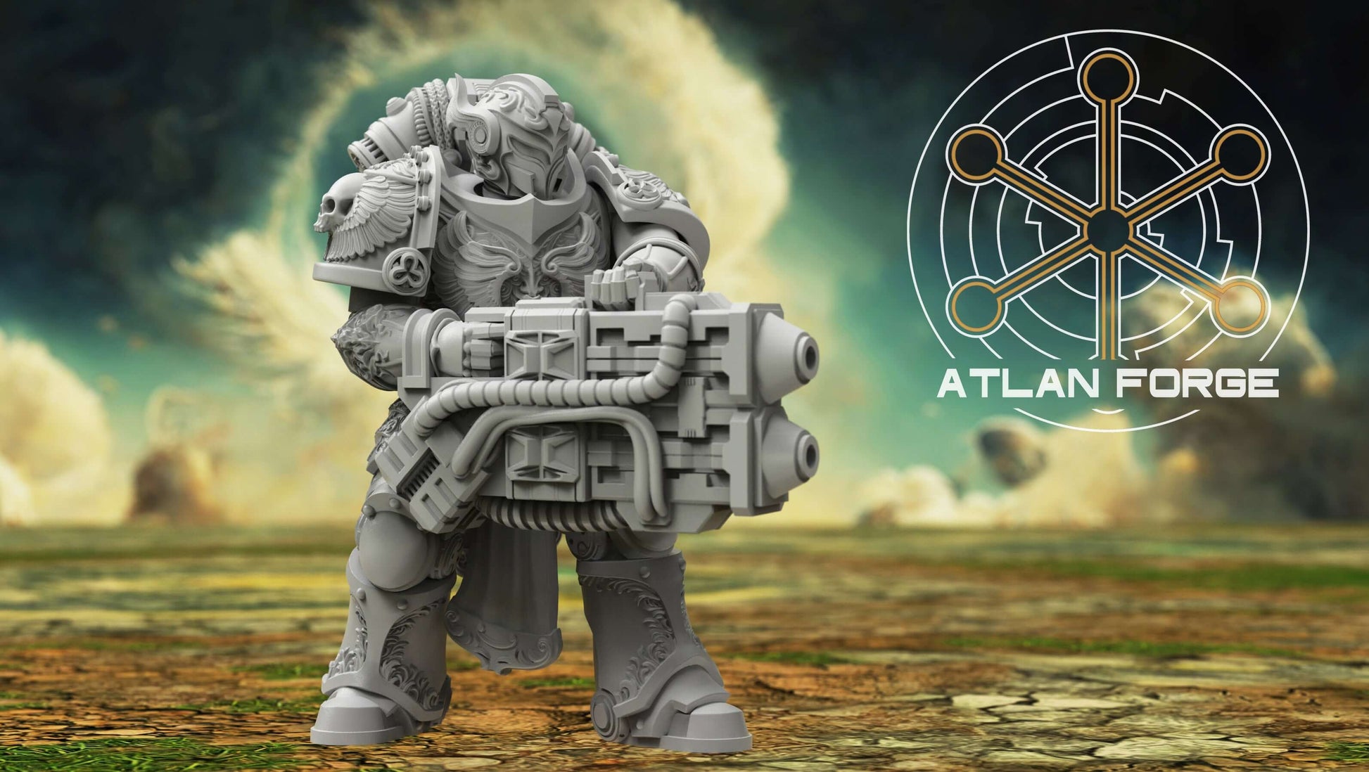 Angelic Sci-Fi Warriors Angelic Ranged Veterans resin miniatures with ornate armour and energy weapons