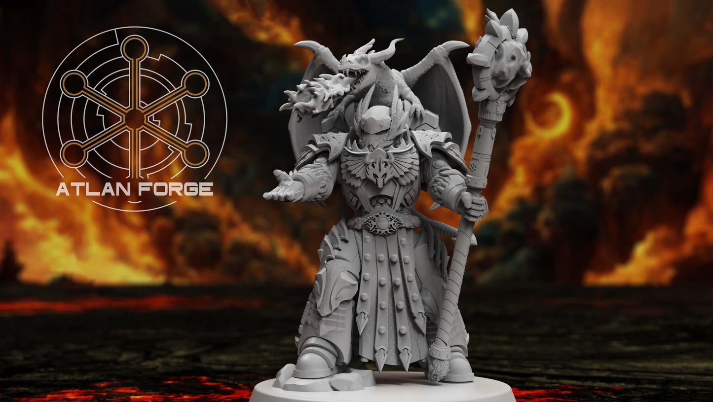 Sci-Fi Warrior Miniature featuring Dragon Mage Space Wizard in detailed resin design.