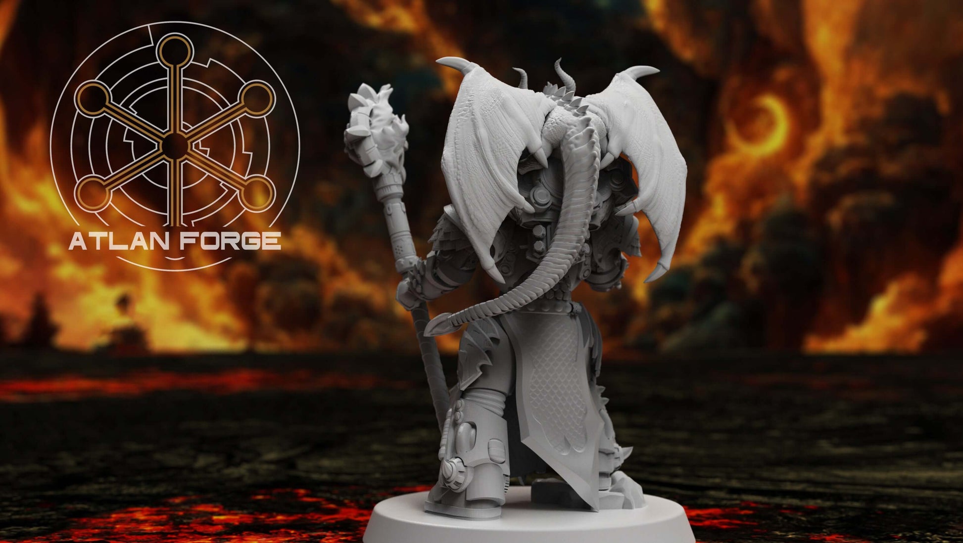 Sci-Fi Warrior Miniature featuring Dragon Mage Space Wizard in detailed resin design.