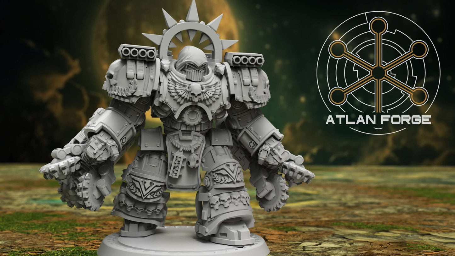 Angelic Knights Warhulks - 3 unpainted resin exo-suit heavy infantry with eagle iconography, launcher arrays, and angelic devotional armour detail