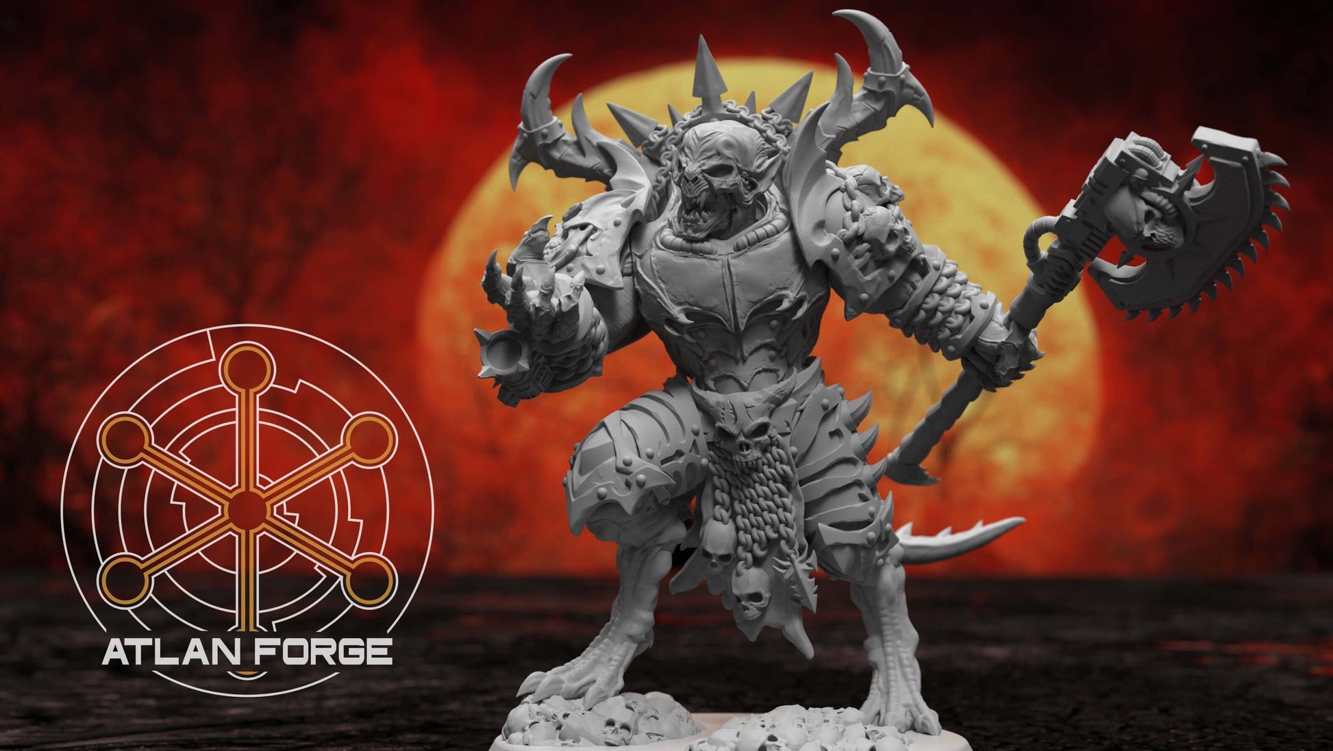 Vampire Overlord winged daemon prince resin miniature with clawed arms, skull armour and magnet-ready modular components