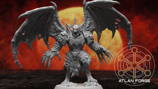 Vampire Overlord winged daemon prince resin miniature with clawed arms, skull armour and magnet-ready modular components