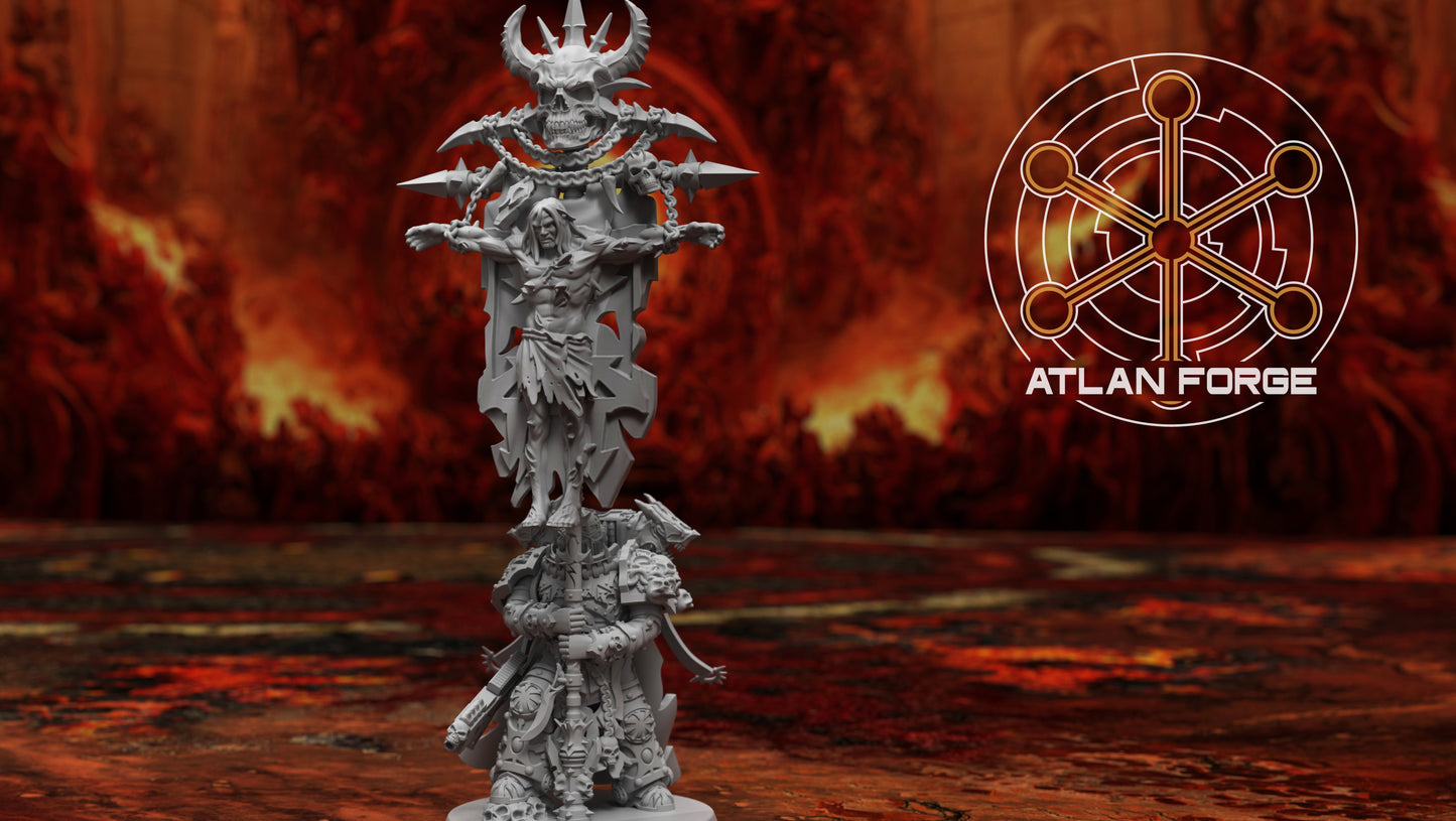 Hades War Banners 20 variants plus Standard Bearer 32mm grimdark chaos warrior STL miniature by AtlanForge