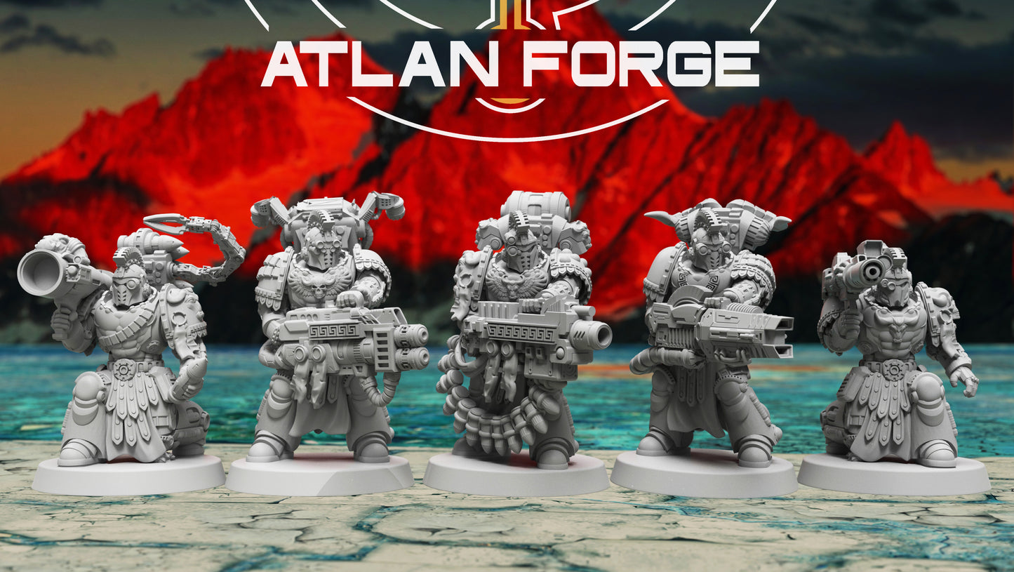 Minoan Toxotai 32mm resin squad of 5 sci-fi heavy infantry by AtlanForge