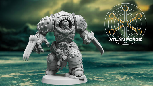 Wai Toa Roroa Captain 32mm resin miniature by AtlanForge, grimdark armoured terminator captain with modular parts