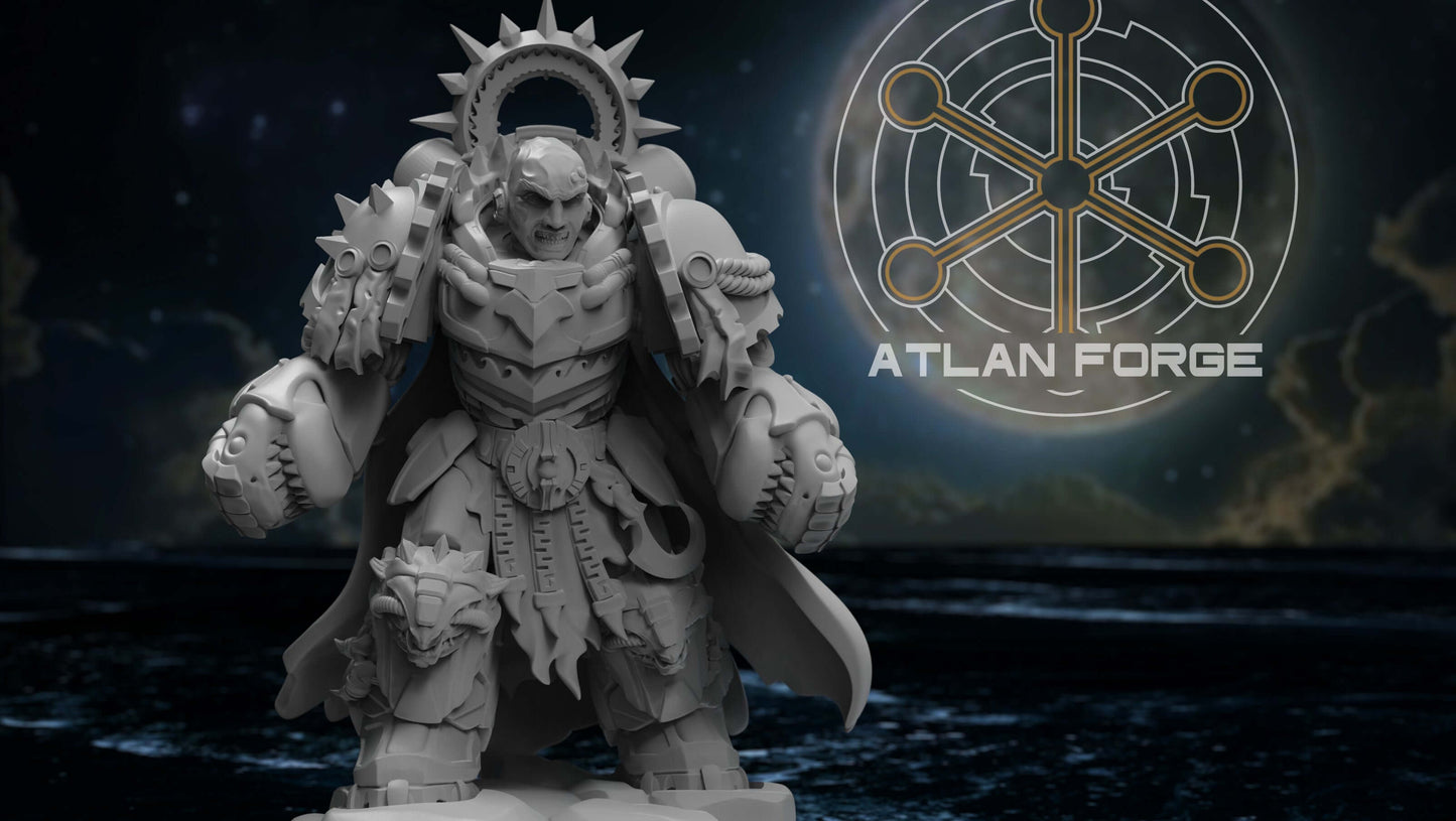 Wai Toa Kāpene armoured warrior captain miniature with polearm and scenic base